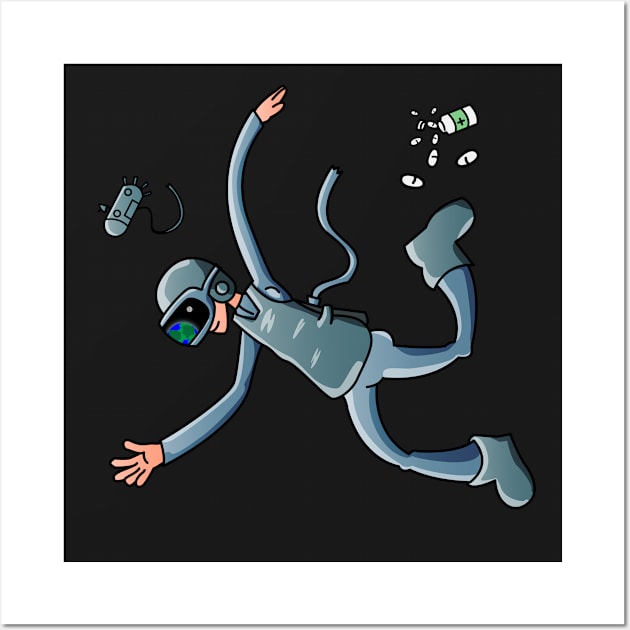 Astronaut Floating in Space Wall Art by deancoledesign